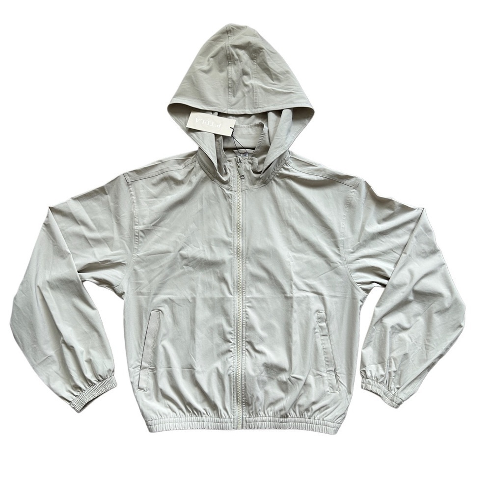 P'tula Light Beige Hooded Zip Up Windbreaker Jacket NWT Size Medium